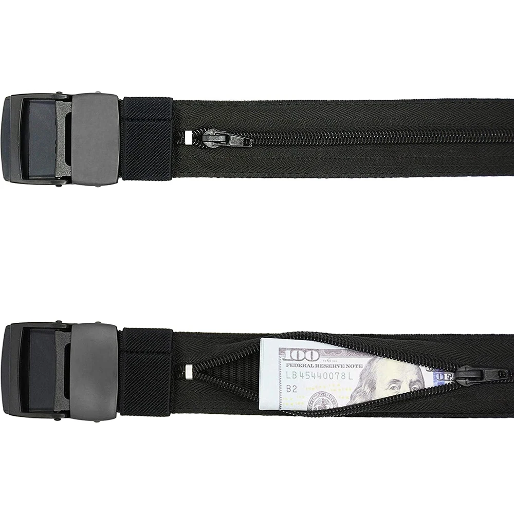 Travel Men High-quality Durable Nylon Tactical Belts with Zinc Alloy Buckle Security Money Belt with Hidden Money Pocket