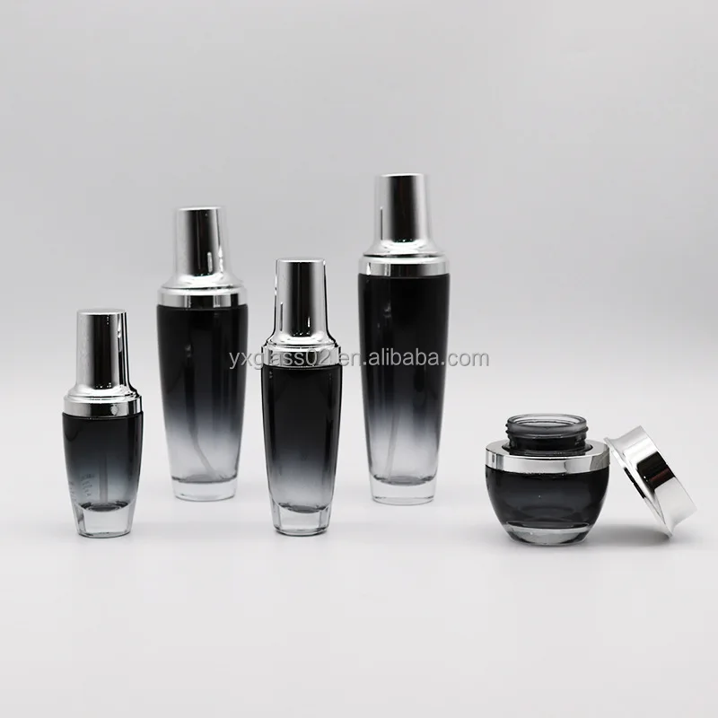 Cosmetic glass packaging set special design fashion series skincare cosmetic packaging glass bottle manufacture