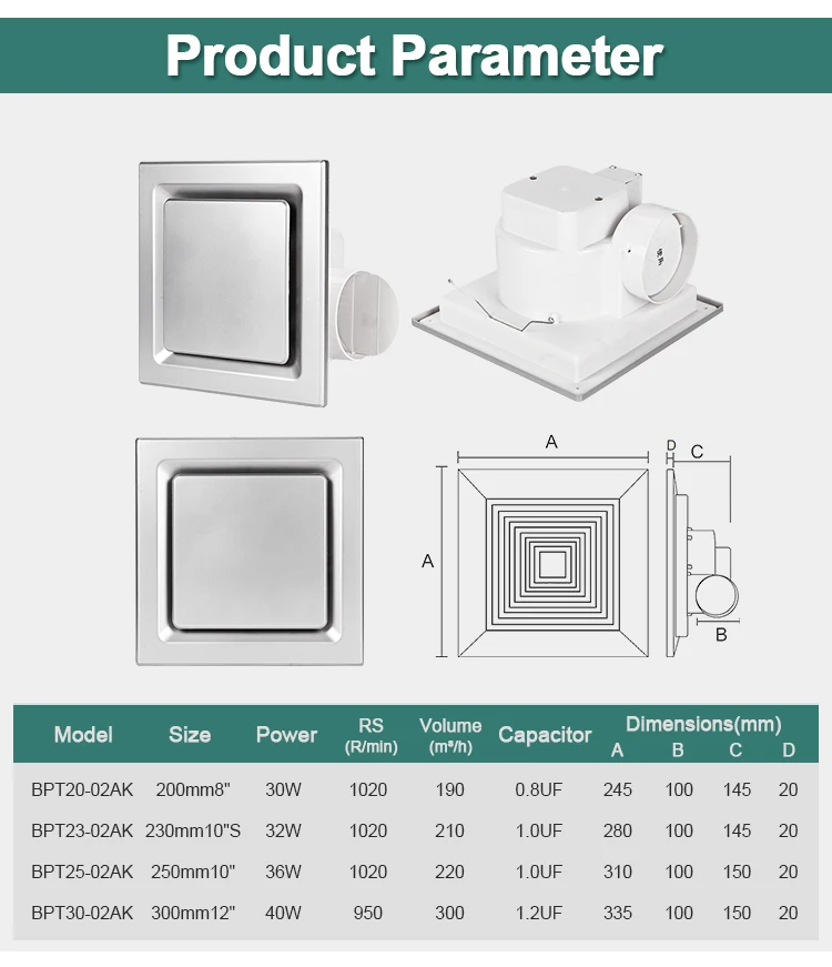 Best Selling Home Duct Exhaust Fan Bedroom 8 Inch Ceiling Air Ventilation Extractor Fan For