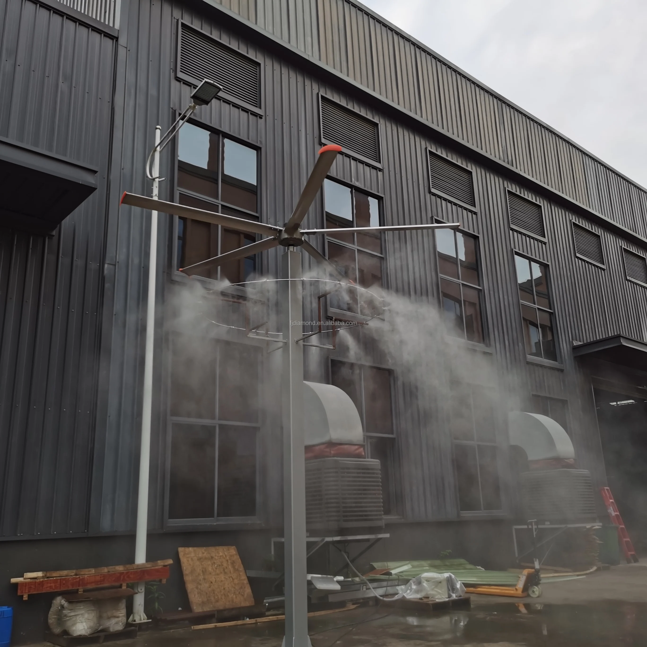 product 12ft 37m pmsm motor  giant fan spray hvls vertical fan pole mist fan-4