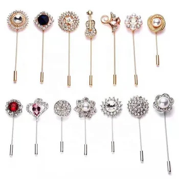 High-end Suits Jewelry Long Type Brooch Pins Hijab Movie Trident Lapel Pins Flower  Pin Factory Wholesale for Woman and Man