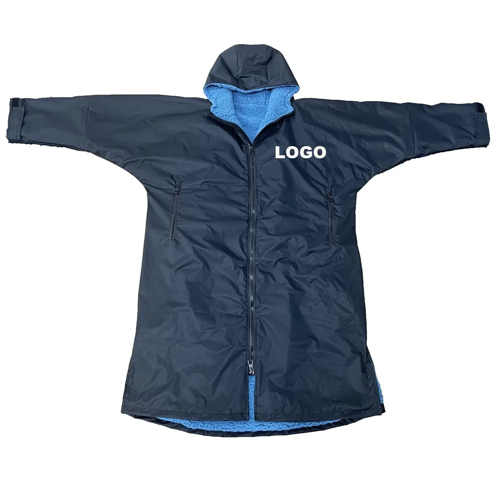 Custom winter recycled Waterproof coat outdoor warm hooded changing robe