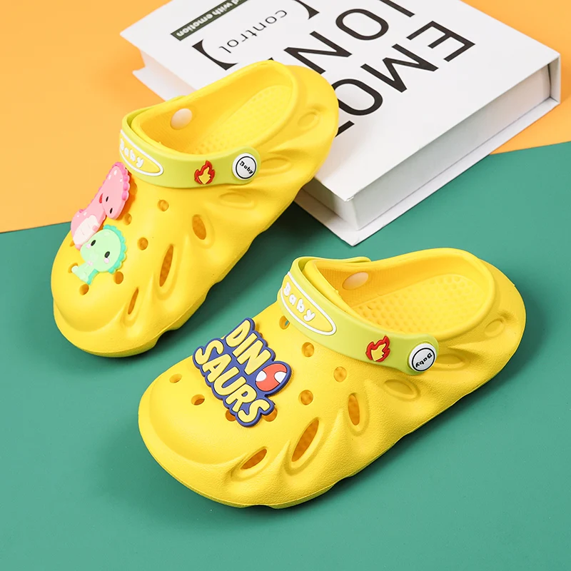 
 Лидер продаж, модные детские пляжные сандалии унисекс, Нескользящие Детские сабо с мультяшным рисунком, водонепроницаемые сабо из ЭВА  