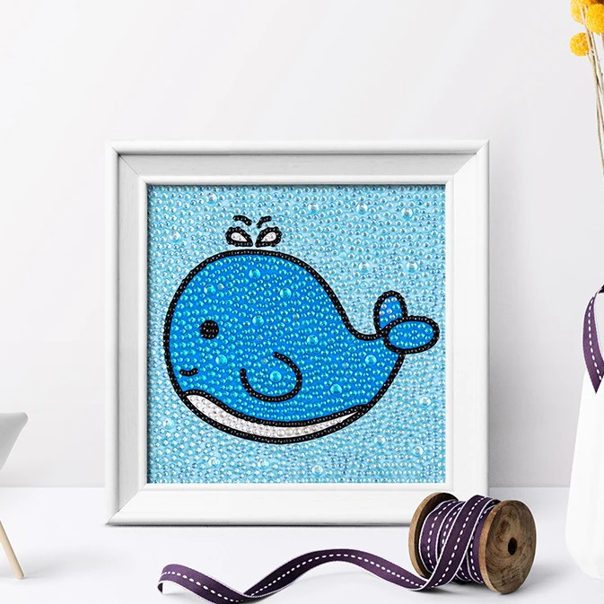 5D DIY Diamond Painting Kits with Frame for Kids Pictures Arts Craft for Kids Gift Whale