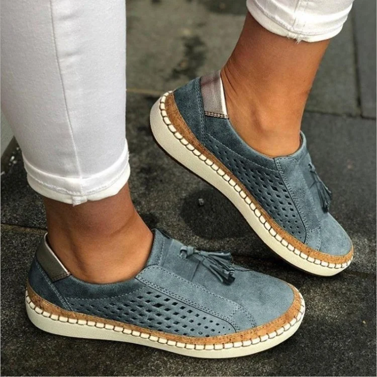 Women's Loafers Slip-Ons Tassel Shoes Flat Heel Round Toe Casual Daily  Walking Shoes Suede Solid Summer Red Black Blue