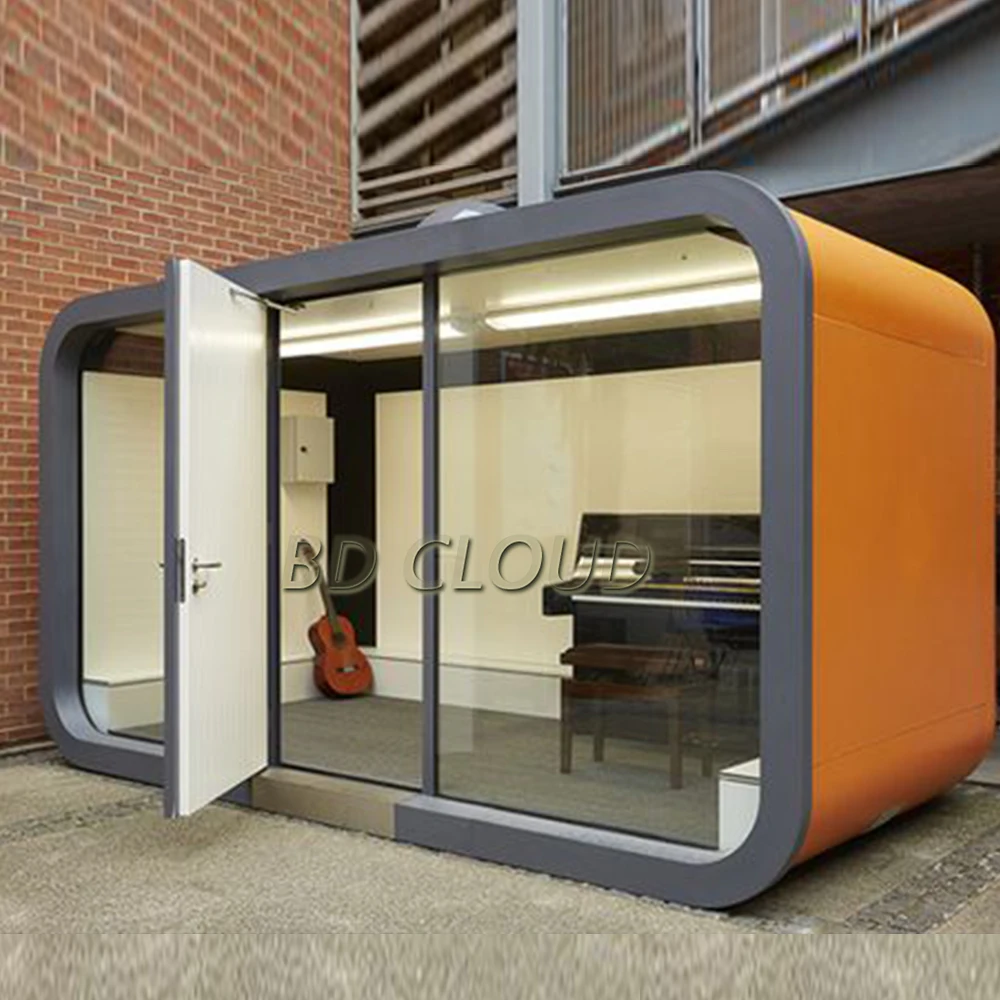 Large Acoustic Office Pods Steel and Wood Soundproof Modular Indoor and Outdoor Meeting Booth for Multi-Person Office Use