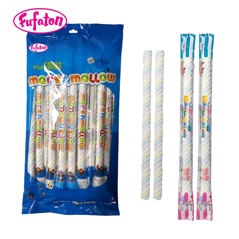 Fruit Flavored Colorful Long Twist Marshmallow Candy