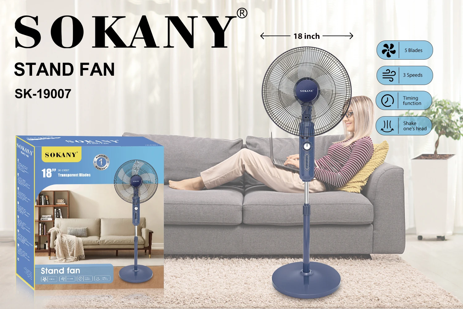 Sokany Stand Electric Fan Cheap Price Low Industrial Floor Luxury