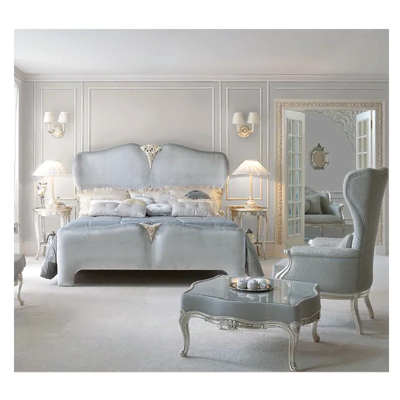 elegant young people bedroom set customized home furniture hand made rococo french Renaissance furniture full set matching