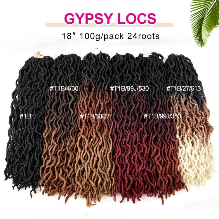 Gypsy Faux Locs Crochet Hair 18inch 6packs Pre-looped Goddess Locs Crochet  Hair Soft Dreadlocks Curly Wavy Hair Extensions For Women(t1b27 613 )