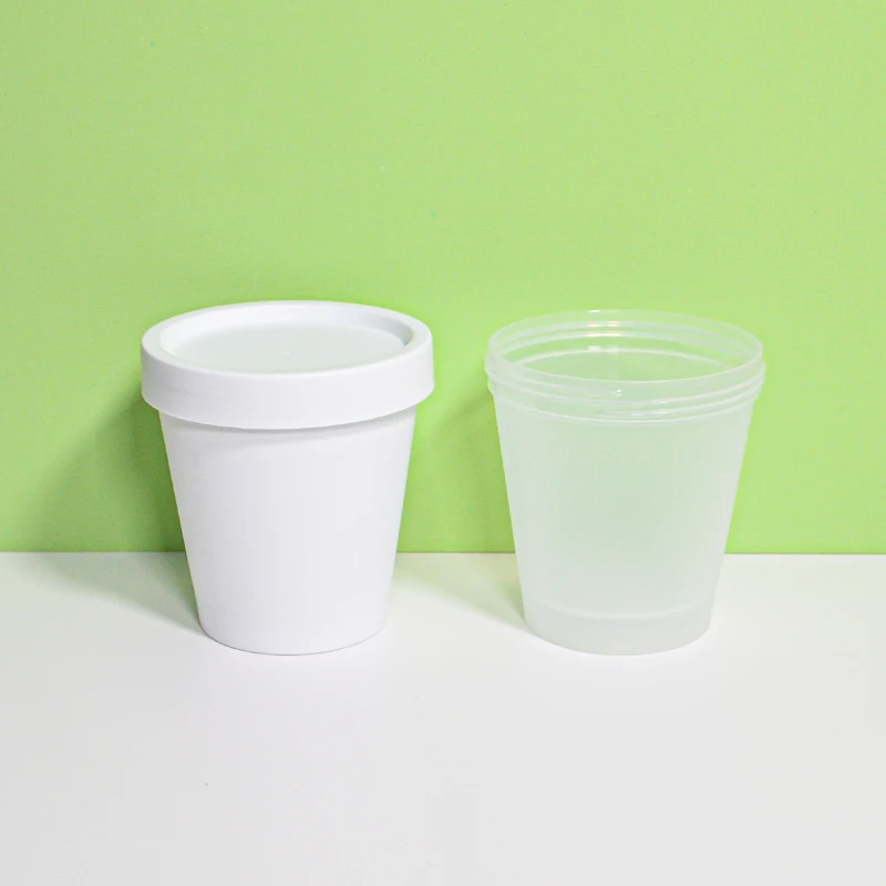 250ml 200ml 100ml  Ice Cream Cup Shape  Frosted Single Wall 8oz PP Jar With Screw Lid for Skin Care Cream