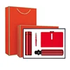 Rojo (4 piezas: cuaderno + bolígrafo + termo + paraguas)