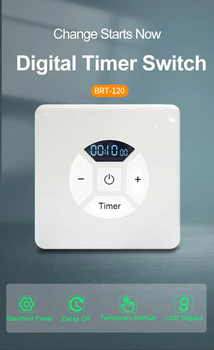 Smart Home Timer Switch LCD Display Delay Off Digital Electric Timer Wall  Mounted Switch Countdown Timer, image size:750x1226