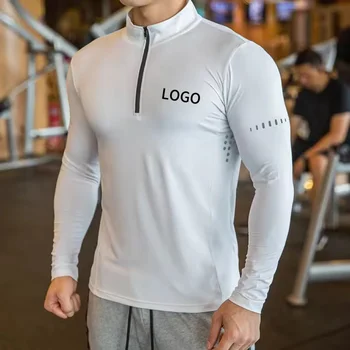 Fitness Hot Selling Athletic 1/4 quarter zip pullover shirt gym long sleeve breathable quarter zip sport shirts