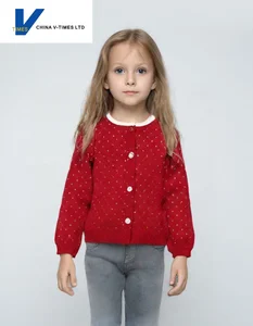 China V-Times 2026 Girls' Spring Autumn Sweater New Fashionable Knitted Cardigan for Babies & Children