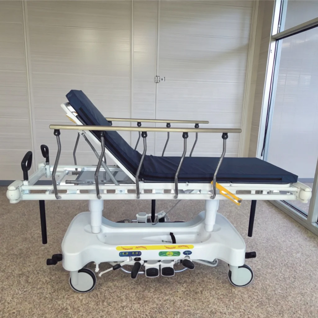 Hospital Medical Trolley with Gas-Assist Backrest Multi-Level Positioning for Patient Transfers 2