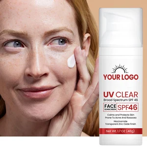 ODM/OEM Organic Herbal Mineral Sunscreen Cream SPF 46 PA+++ Zinc Oxide Hyaluronic Acid & Non-Greasy Moisturizing Hydrating