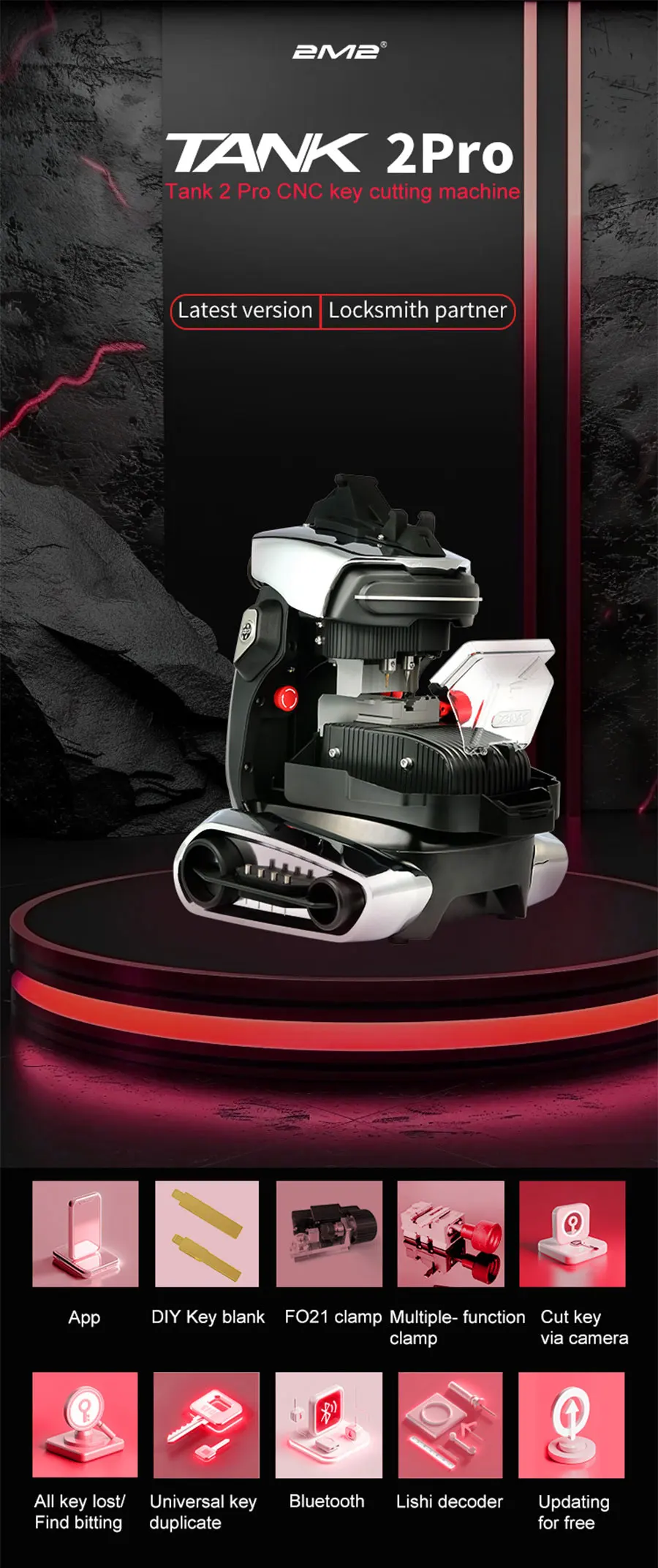 CNC Key Cutting Machine 2M2 TANK II Pro - Battery Powered, Key ...