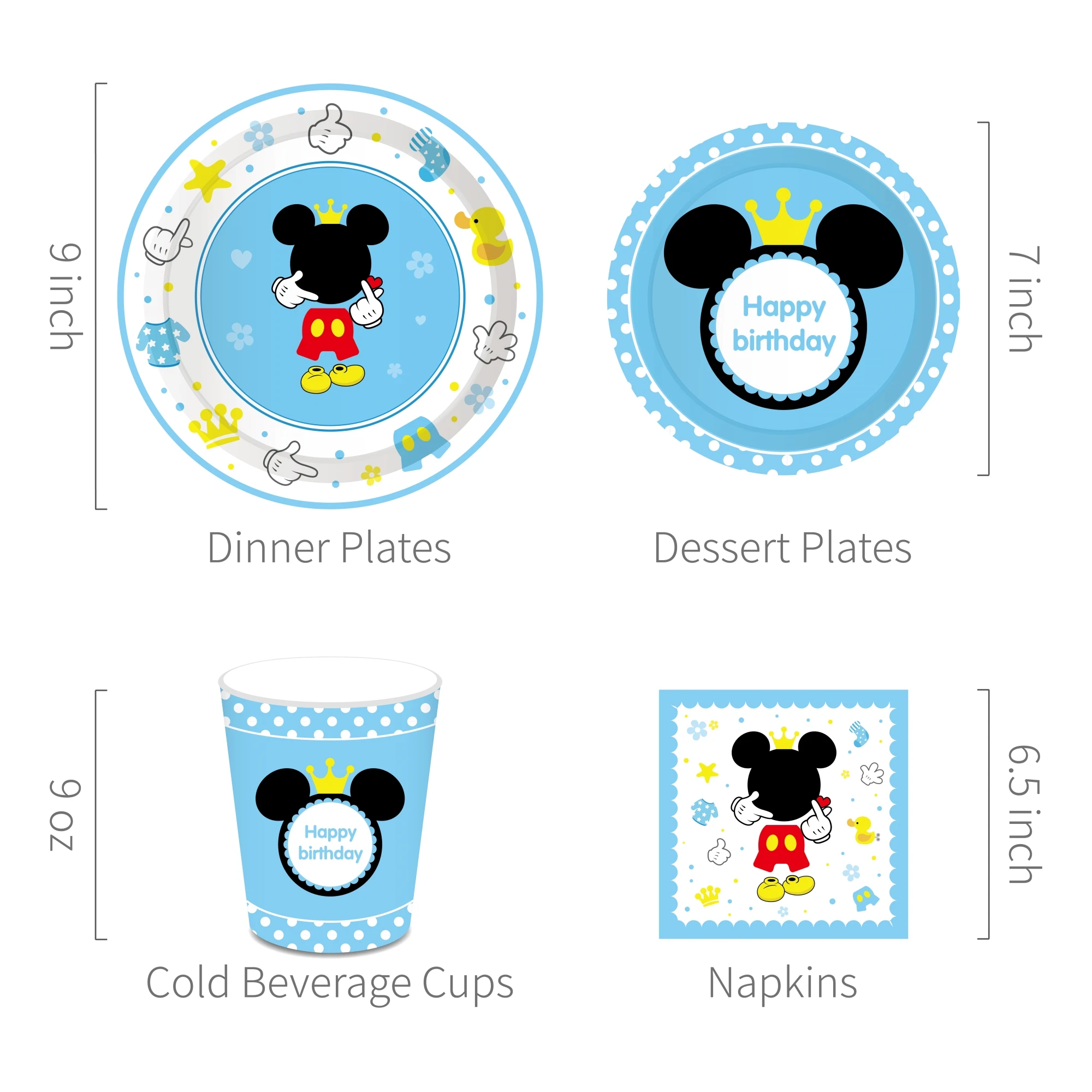 Cute Mouse Birthday Party Supplies - 16 Plates, 20 Napkins, Tablecloth, Decorations - View #11