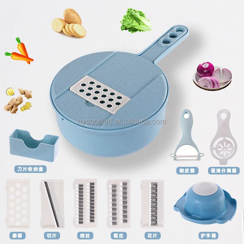 12PCS Vegetable Chopper Carrots Potatoes Grater Manually Multi-function Vegetable Cutter with Guard Planer Kitchen Artifact