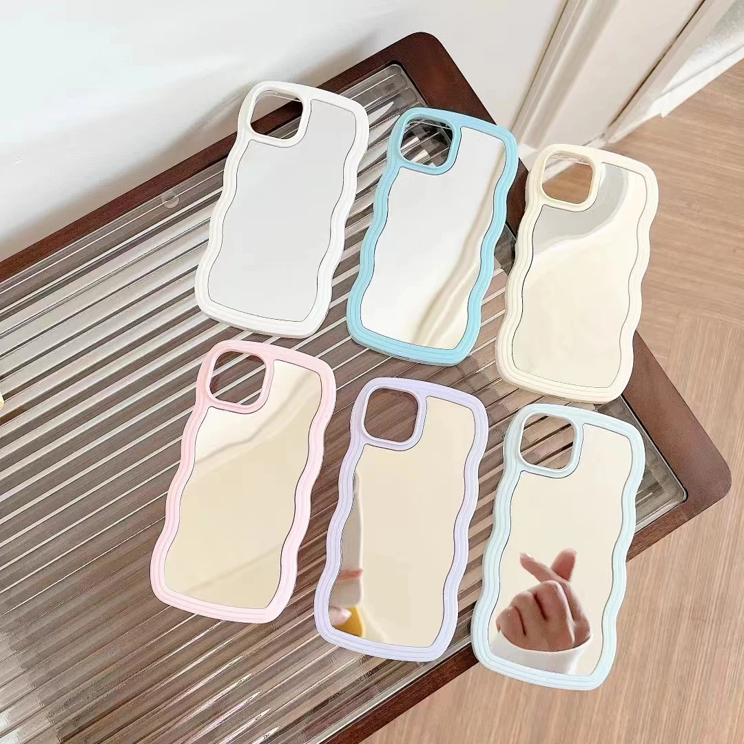Creative Candy Colors Wave Border Design TPU Shockproof Mirror