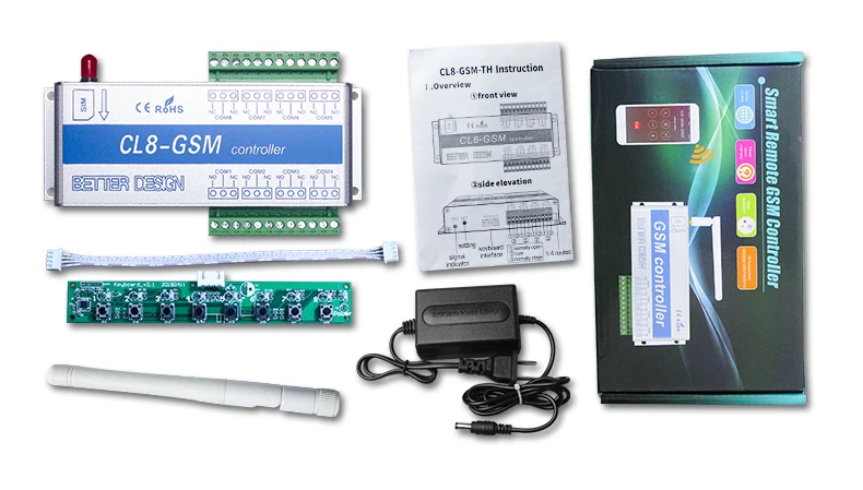 GSM 8 Way Relay Controller Smart Home Power Switch SMS Call Temperature Sensor Remote Control Gate Opener Lock Server