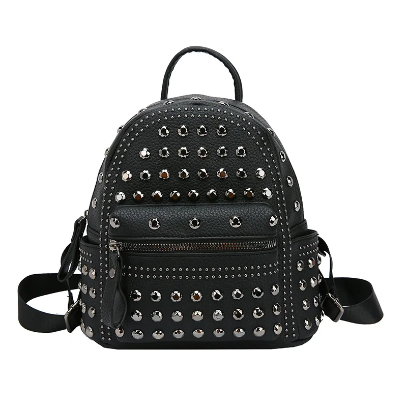 Stylish Womens Mini Rucksack Black Leather Womens Backpack Bags