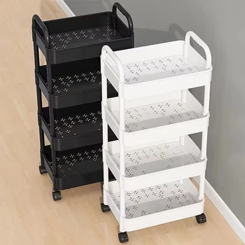Wheeled Trolley Toilet Storage Rack Living Room Floor Mobile Snack Storage Rack Multi-layer Household Storage Rack