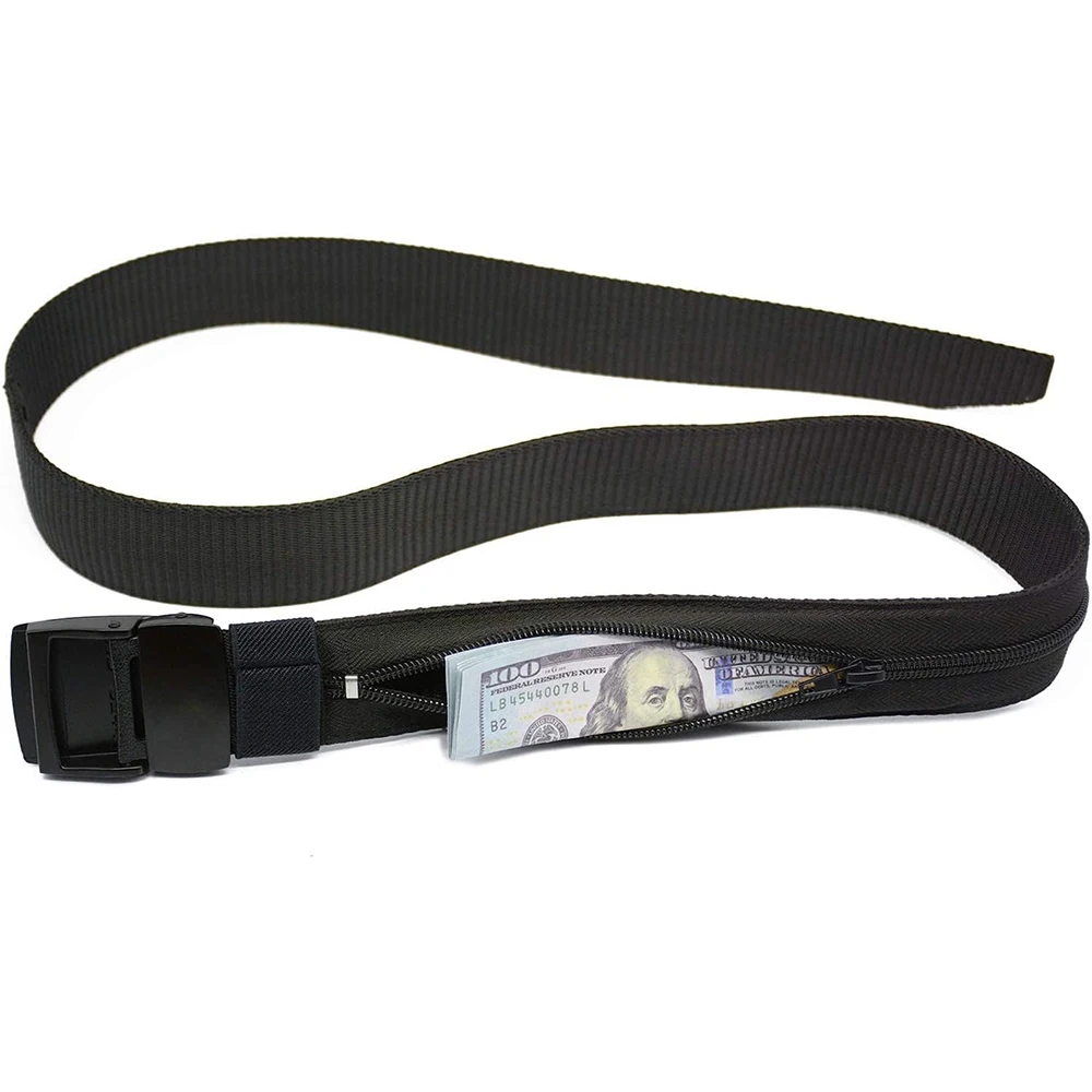 Travel Men High-quality Durable Nylon Tactical Belts with Zinc Alloy Buckle Security Money Belt with Hidden Money Pocket