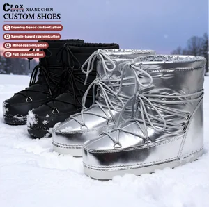 Custom Leather Boots Winter Women's Fashion Detachable Space Boots Platform Boots Waterproof Plush Snow Boots Women