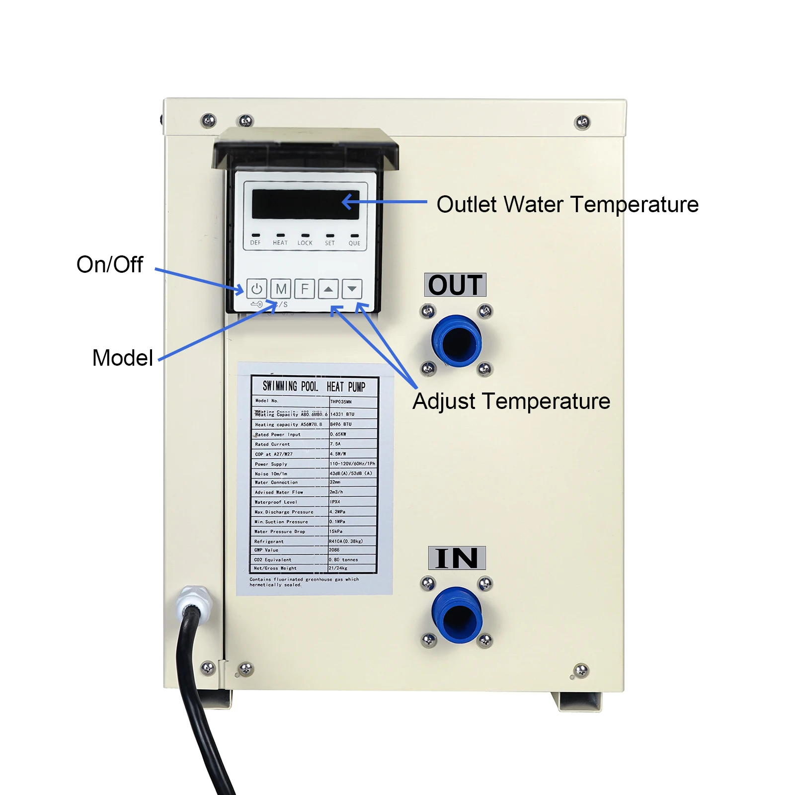 12000BTU Dc мини бассейн тепловой насос вертикальный инвертор воздух-водонагреватель 110 В 60 Гц