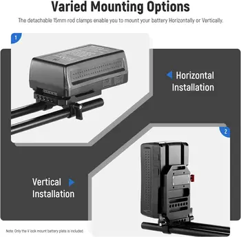 NEEWER V Mount Battery Plate with Dual 15mm Rod Clamps Metal V Lock Battery Mounting Plate Fits Camera Rig Cage product image
