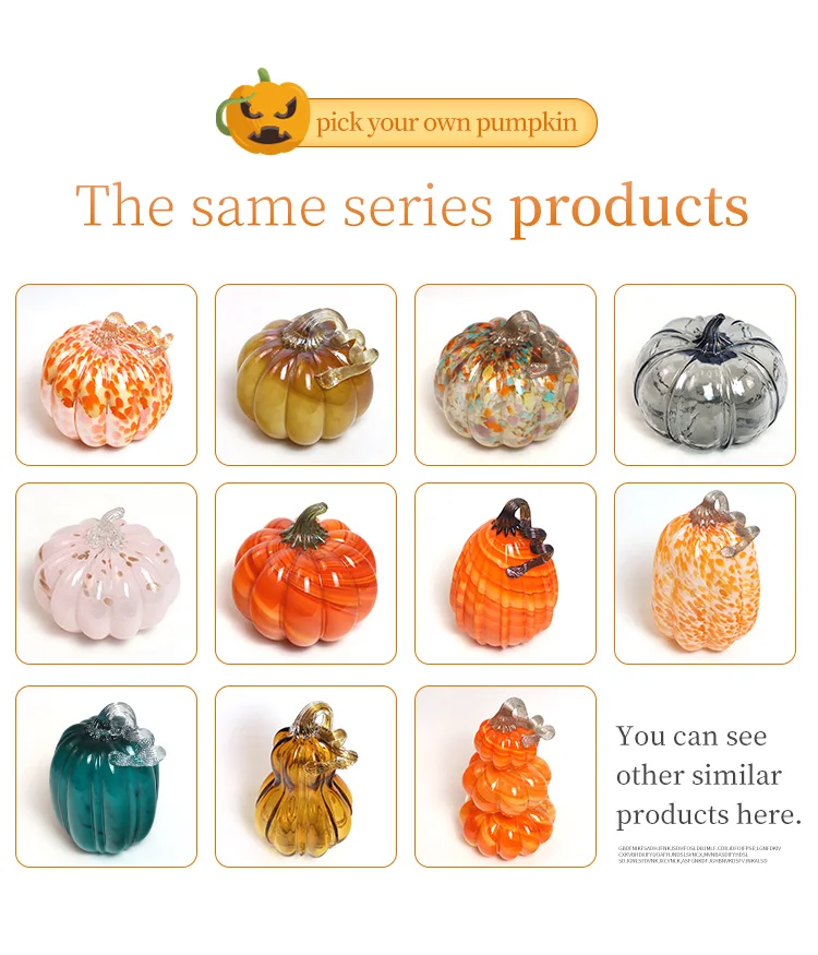 halloween 2024 glass decorative artificial pumpkin light items handmade art collectibles figurines home decorative ornaments manufacture