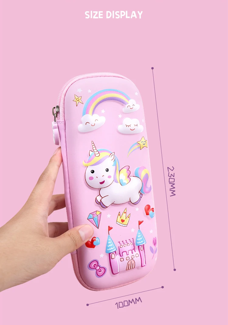 Beyond Little Duck 3d Unicorn Eva Pu Pen Case Hard Black Pencil Case ...