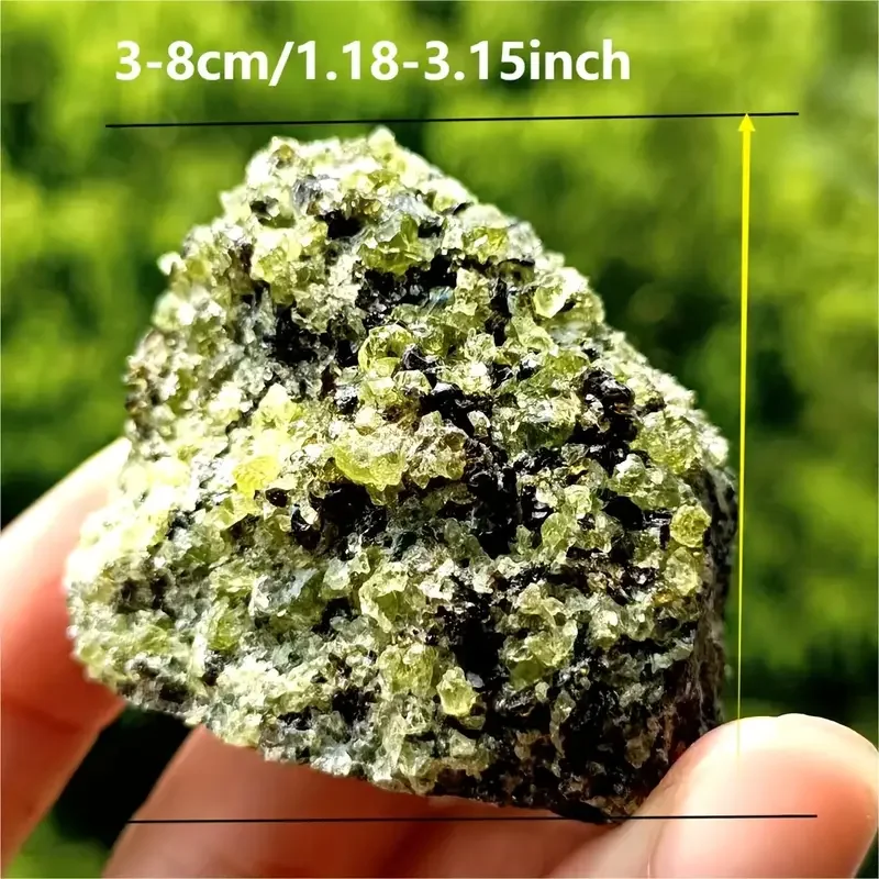 天然ペリドット標本-溶岩マトリックス-グリーン & ブラックロック