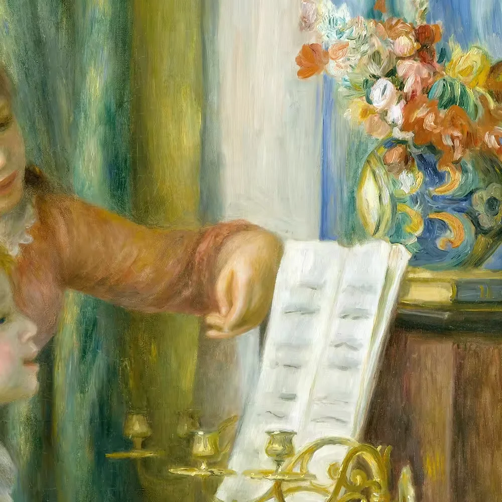 Reproduction Impressionism Style Young Two Girl Portrait Figure the Piano Auguste Renoir Handmade Oil Painting