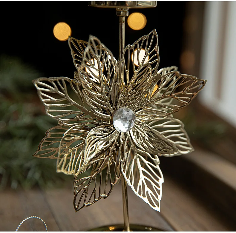 product minimalist christmas home decoration candle holder ornaments metal crafts iron snowflake xmas tree shape christmas candlesticks-26