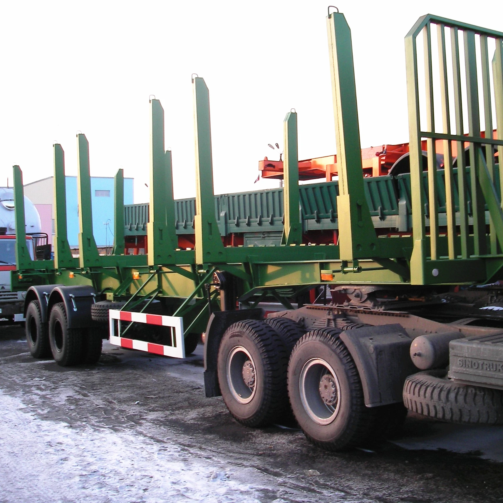 Cheap 2 Axle Timber Flatbed Log Semi Trailer With Bolster for Sale
