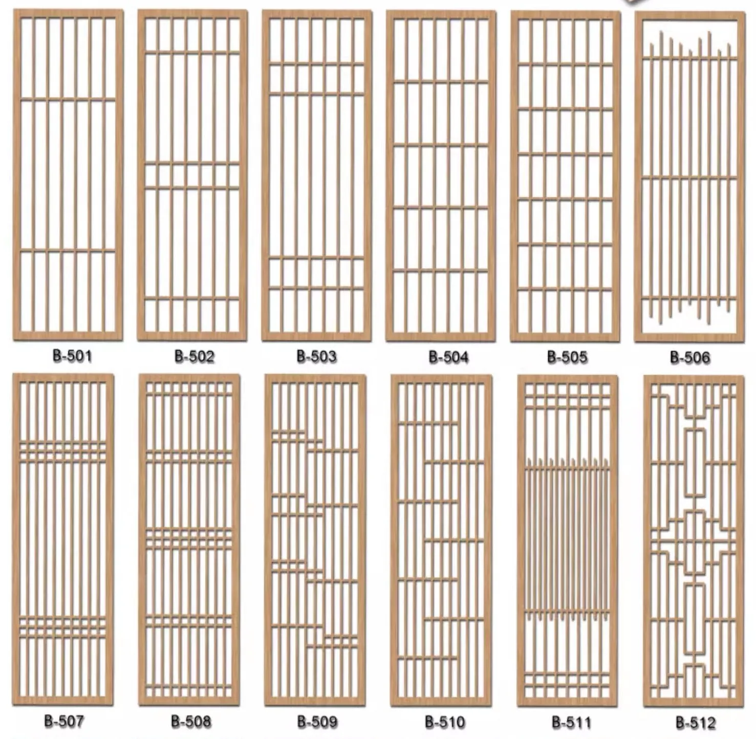 New Chinese Entry Porch Log Screen Partition Solid Wood Flower Grid Simple Modern Sliding Doors and windows