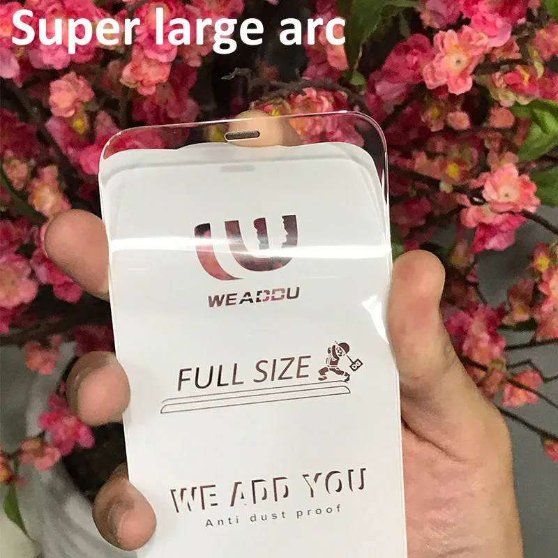 Weaddu Full Size with Dust Net Dustproof Tempered Glass Screen Protector for iphone 12 Protector De Pantalla Vidrio Templado