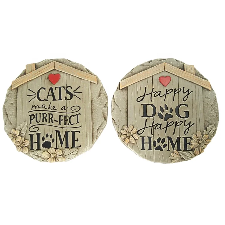 Pet  cate and dog graveyard mark or garden memorial stone from resin or cement material