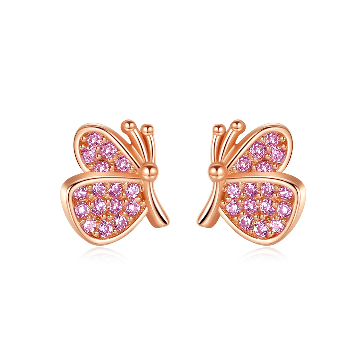 pink diamond butterfly earrings