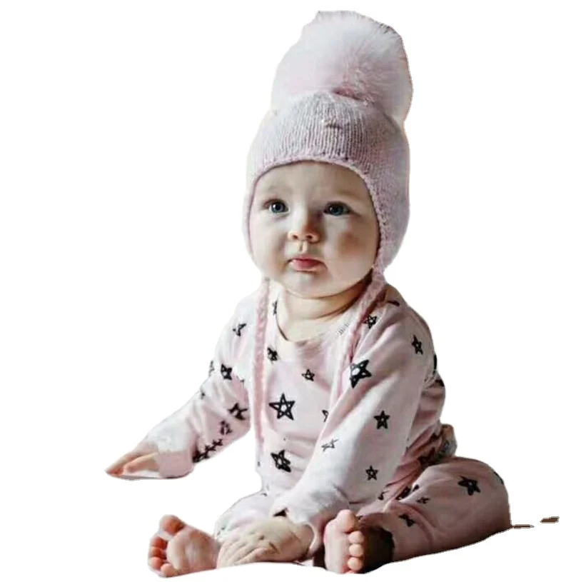Baby Girls Boys Kids Winter Warm Knitwear Fur Pom Bobble Hat Beanie Caps Outdoor 