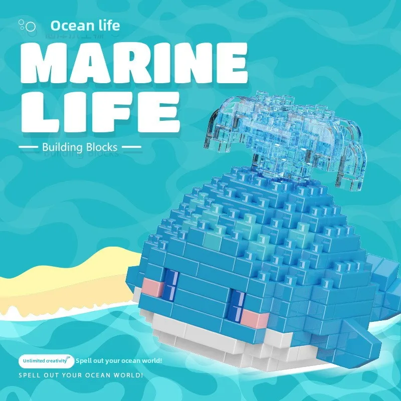 Realistic for Lego Ocean Building Blocks Toy for Children Small Plastic Particle Moving Fish Model Including Realistic Shark