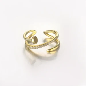 Muxcor Silver Gold Plated Copper Alloy Jewelry Rings for Girls Fine Ajustable Opening Industrial Style Trendy Wholesale Rings