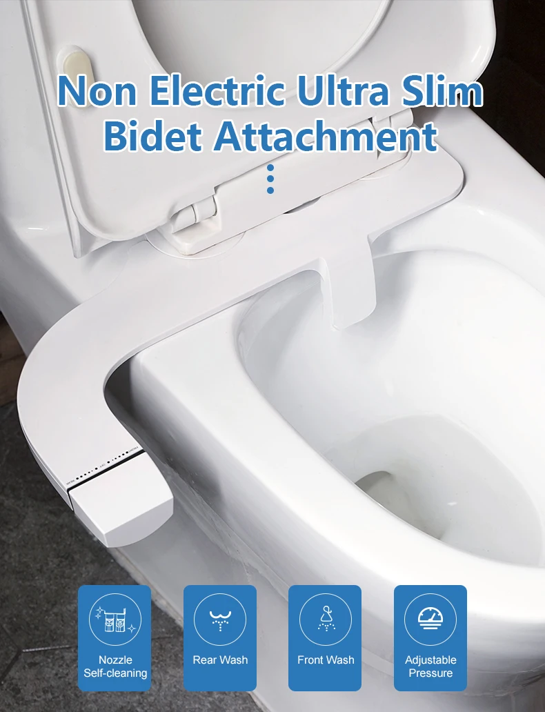 Aquatown Ultra Slim Cold Water Bidet Toilet Attachment Dual Nozzle Self ...