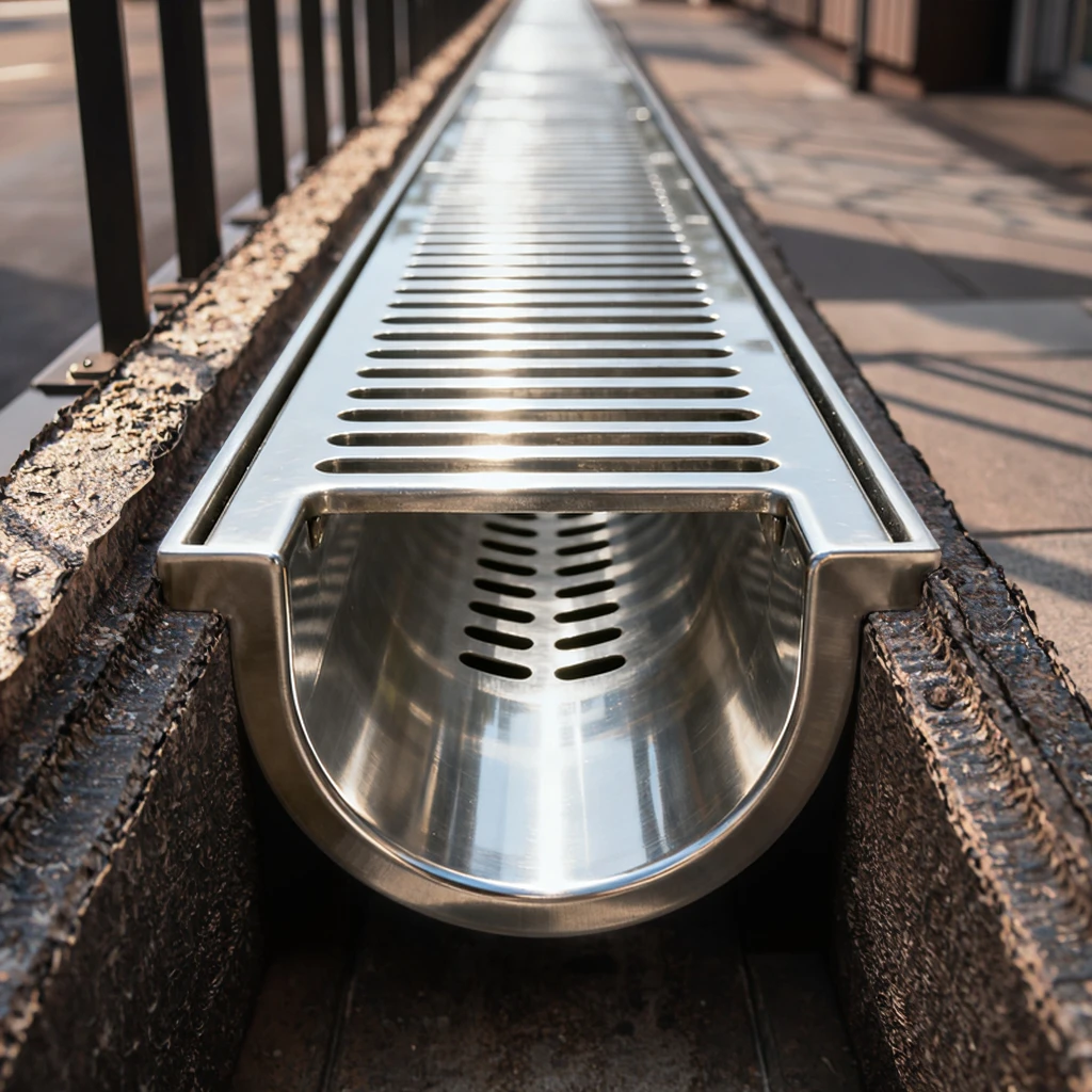Stainless steel U-shaped drainage ditch