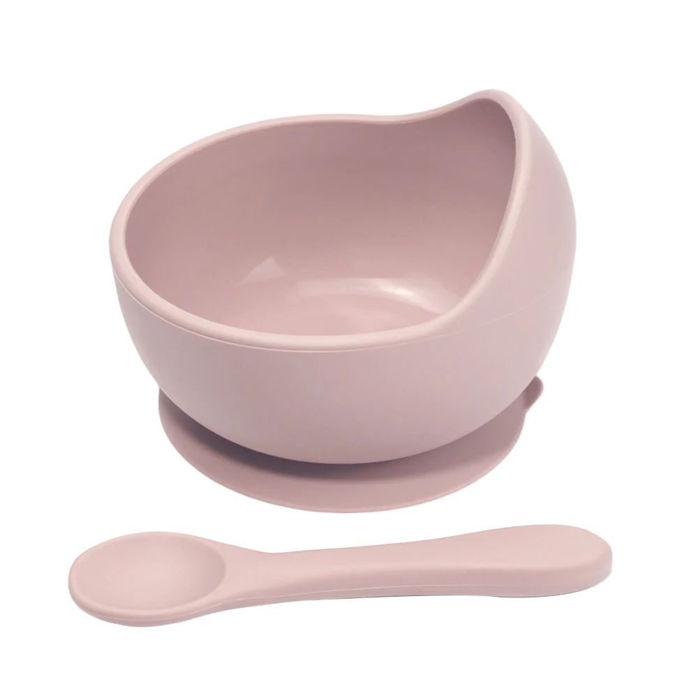 Оптовая продажа силиконовая миска с ложкой для детского питания ручной работы