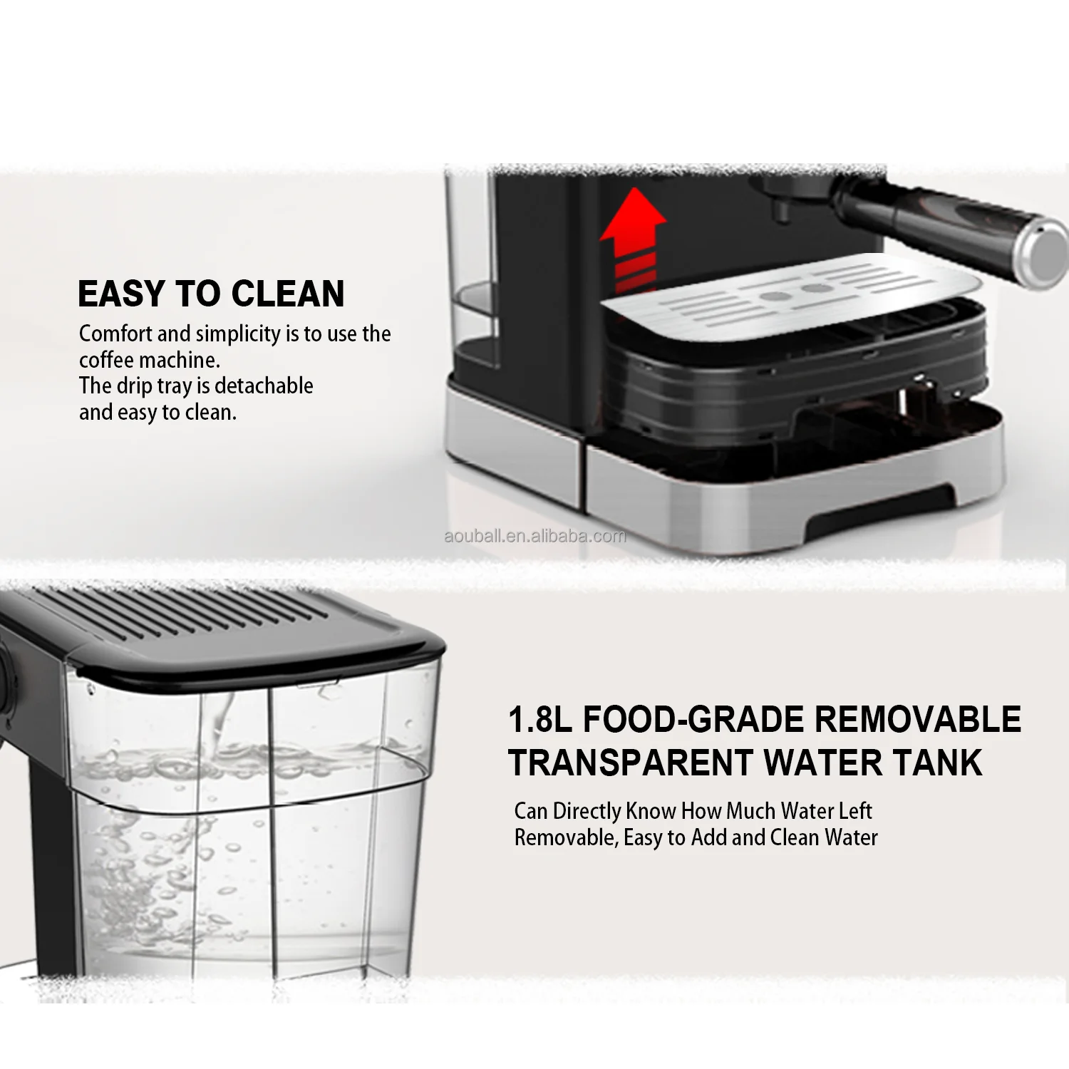 Aouball Programmable Semi-automatic Coffee and Espresso Machine for Fast and Delicious Home and Hotel Use