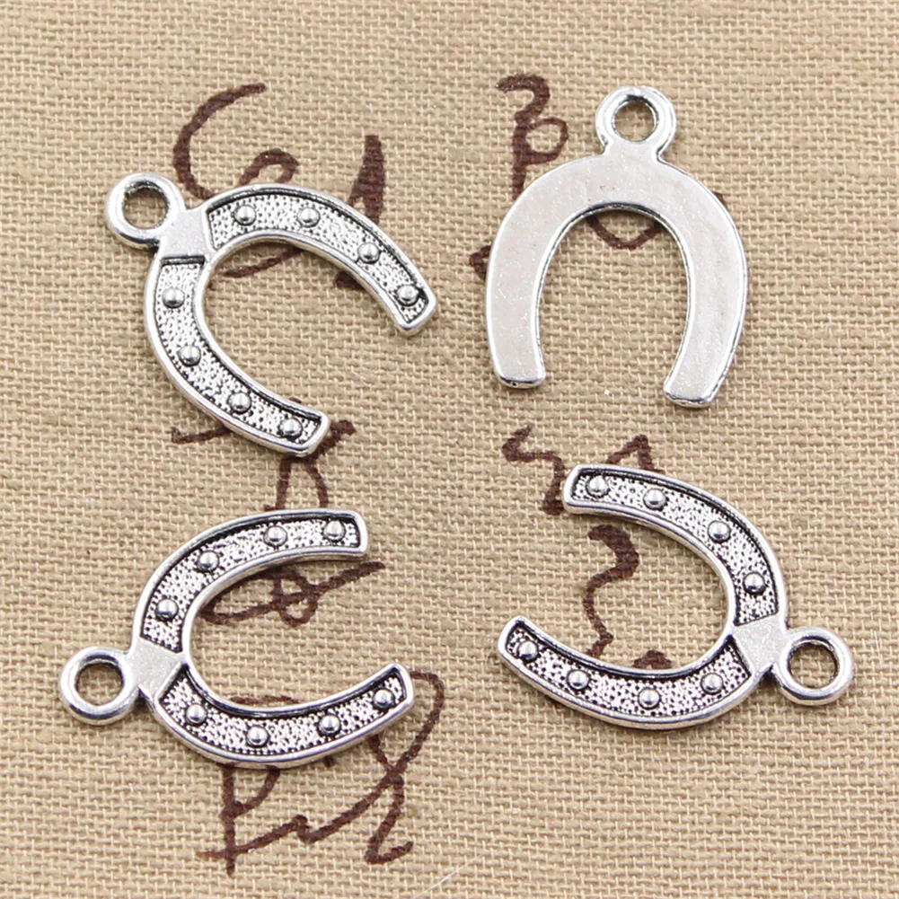 10pcs Antique Silver Plated Cute Horseshoe Charms Lucky Clover Charms for DIY Jewelry Accessories for Bracelets Necklace Pendants Making,Temu